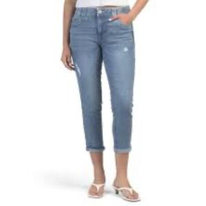 Democracy "Ab"solution ankle-length jeans light wash distressed size 8